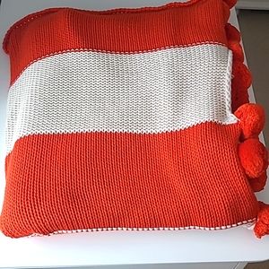 Crate & Kids candy cane pom pom blanket